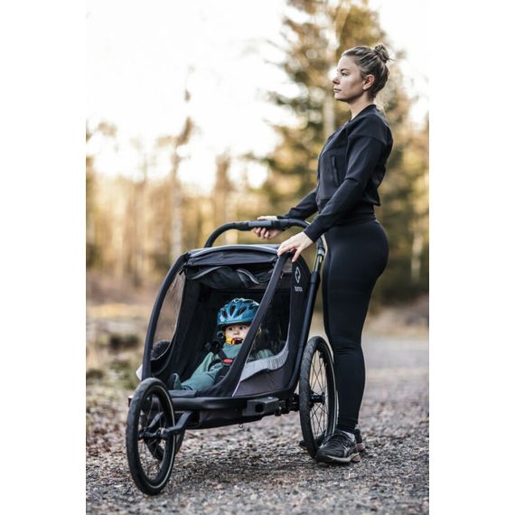 Hamax Cocoon - dvoumístný cyklovozík, Rodzaj wózka: dla dwójki dzieci, Kolor materiału: Grey/Black, 18 zdjęcie
