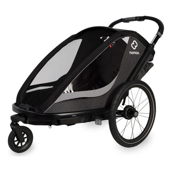 Hamax Cocoon - dvoumístný cyklovozík, Rodzaj wózka: dla dwójki dzieci, Kolor materiału: Grey/Black