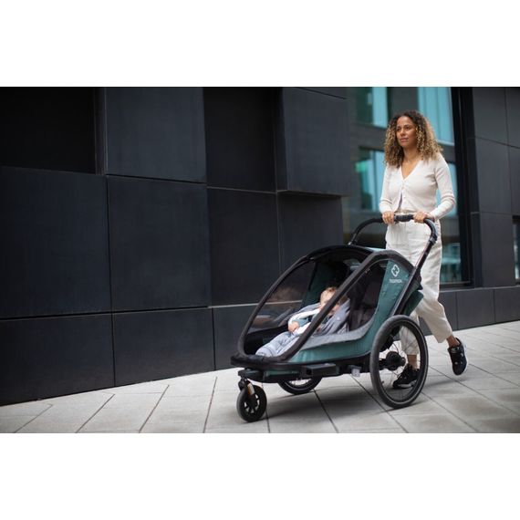 Hamax Cocoon - dvoumístný cyklovozík, Rodzaj wózka: dla dwójki dzieci, Kolor materiału: Green/Black, 21 zdjęcie