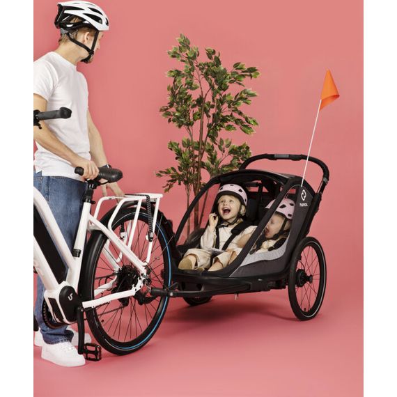 Hamax Cocoon - dvoumístný cyklovozík, Rodzaj wózka: dla dwójki dzieci, Kolor materiału: Grey/Black, 20 zdjęcie