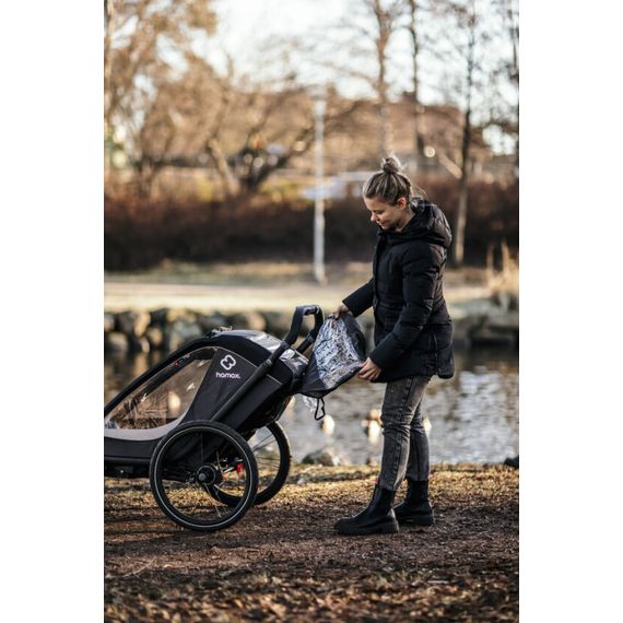 Hamax Cocoon - dvoumístný cyklovozík, Rodzaj wózka: dla dwójki dzieci, Kolor materiału: Grey/Black, 24 zdjęcie