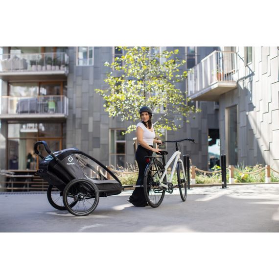 Hamax Cocoon - dvoumístný cyklovozík, Rodzaj wózka: dla dwójki dzieci, Kolor materiału: Grey/Black, 31 zdjęcie