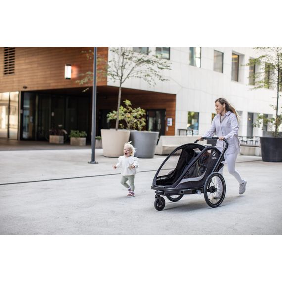 Hamax Cocoon - dvoumístný cyklovozík, Rodzaj wózka: dla dwójki dzieci, Kolor materiału: Grey/Black, 38 zdjęcie