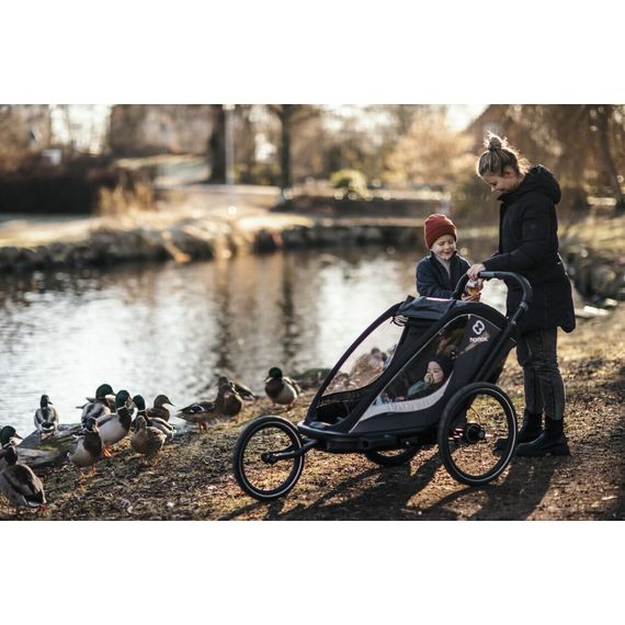 Hamax Cocoon - dvoumístný cyklovozík, Rodzaj wózka: dla dwójki dzieci, Kolor materiału: Grey/Black, 39 zdjęcie