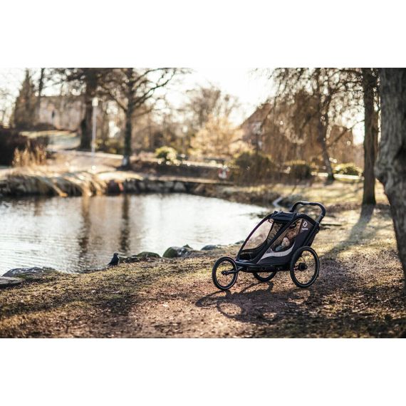Hamax Cocoon - dvoumístný cyklovozík, Rodzaj wózka: dla dwójki dzieci, Kolor materiału: Grey/Black, 42 zdjęcie
