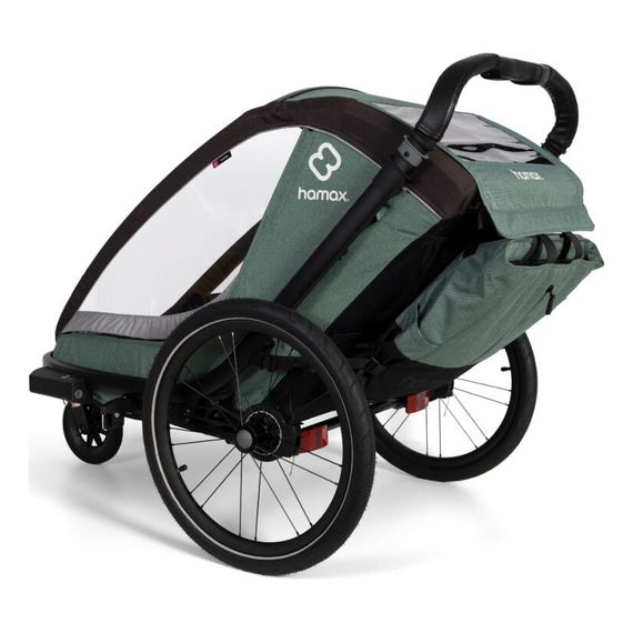Hamax Cocoon - dvoumístný cyklovozík, Rodzaj wózka: dla dwójki dzieci, Kolor materiału: Green/Black, 6 zdjęcie