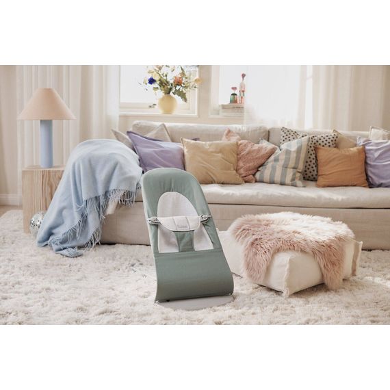 BabyBjorn Balance Soft lehátko Woven/Jersey - Light Sage/Grey, Rodzaj: Woven/Jersey, Kolor: Light sage/Grey, 5 zdjęcie