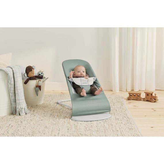 BabyBjorn Balance Soft lehátko Woven/Jersey - Light Sage/Grey, Rodzaj: Woven/Jersey, Kolor: Light sage/Grey, 17 zdjęcie