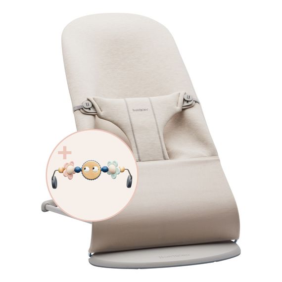 BabyBjorn Bliss lehátko 3D Jersey Light Beige + hračka Googly Eyes Pastels, Rodzaj: 3D Jersey, Kolor: Light beige