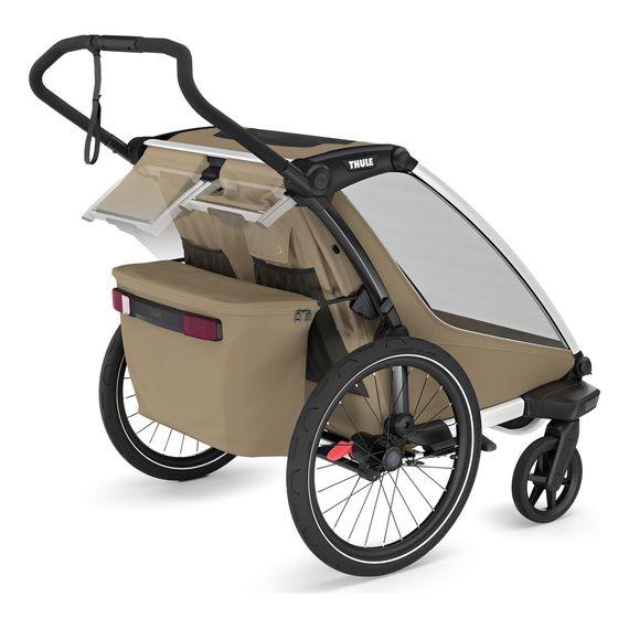 Thule Chariot Cross 2 Double - dvoumístný cyklovozík pro dvě děti, Rodzaj wózka: dla dwójki dzieci, Kolor materiału: Faded Khaki, 12 zdjęcie