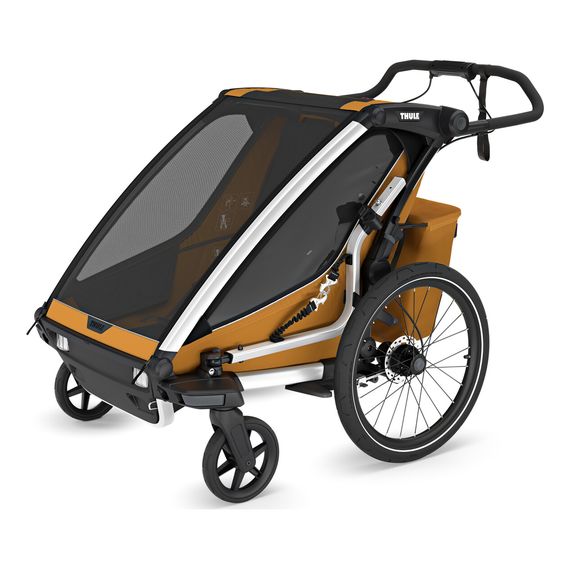 Thule Chariot Sport 2 Double - dvoumístný cyklovozík pro dvě děti, Rodzaj wózka: dla dwójki dzieci, Kolor materiału: Natural Gold, 4 zdjęcie