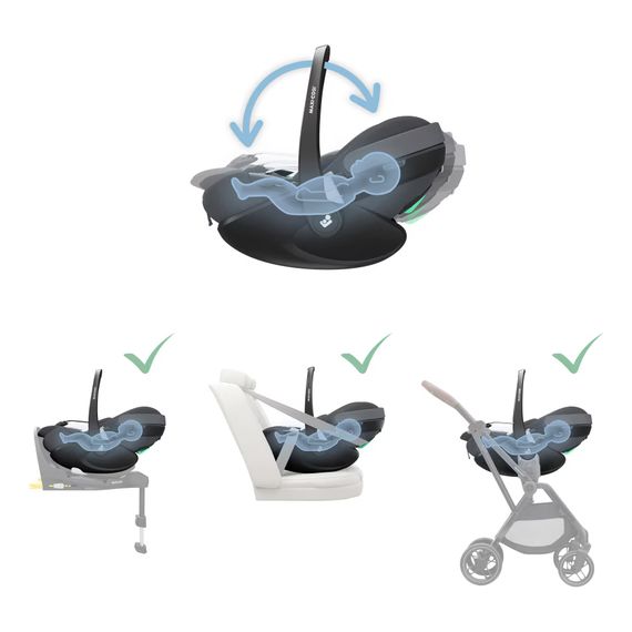 Maxi-Cosi Pebble 360 Pro2 * Sleva v košíku * skládací vajíčko i-Size (40–87 cm | 0–13 kg | 0–1,5 roku), Baza: bez bazy, Kolor: Twillic Graphite, 21 zdjęcie