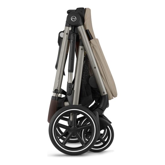Cybex Gazelle S - sportovní kočárek s možností korby a druhého sedadla, Rodzaj wózka: spacerowy, Kolor materiału: Almond Beige, Kolor ramy: Taupe, 7 zdjęcie