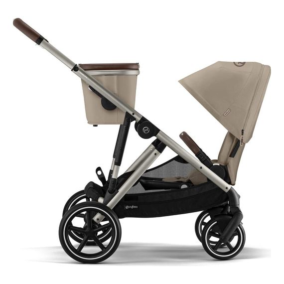 Cybex Gazelle S - sportovní kočárek s možností korby a druhého sedadla, Rodzaj wózka: spacerowy, Kolor materiału: Almond Beige, Kolor ramy: Taupe, 13 zdjęcie