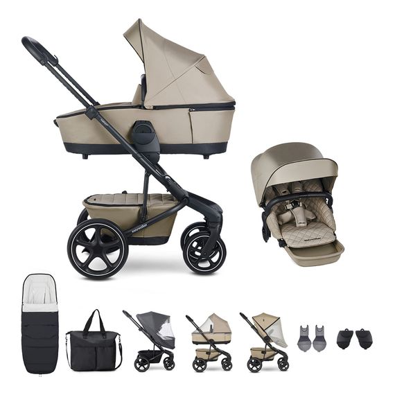 Easywalker Harvey 5 Premium 2-in-1 XXL Set, Rodzaj: zestaw XXL, Kolekcja: Premium, Kolor: Pearl Taupe, Rodzaj kół: bezobsługowe, image 
