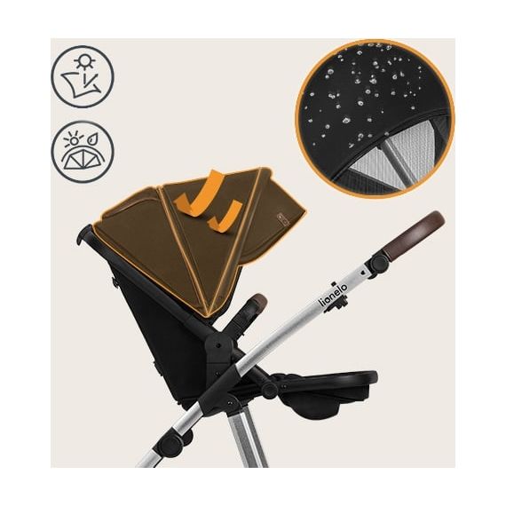 Lionelo Amber 2v1 — multifunkční kombinovaný kočárek, Rodzaj wózka: głęboko-spacerowy, Kolor materiału: Black Silver, 7 zdjęcie