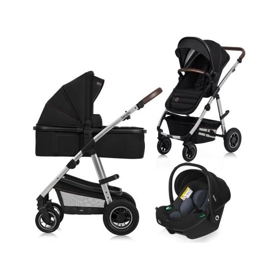 Lionelo Amber 3v1 - multifunkční kočárek s autosedačkou, Rodzaj wózka: zestaw 3w1, Kolor materiału: Black Silver, 13 zdjęcie