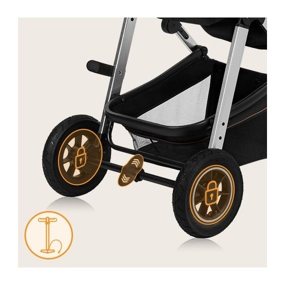 Lionelo Amber 3v1 - multifunkční kočárek s autosedačkou, Rodzaj wózka: zestaw 3w1, Kolor materiału: Black Silver, 33 zdjęcie