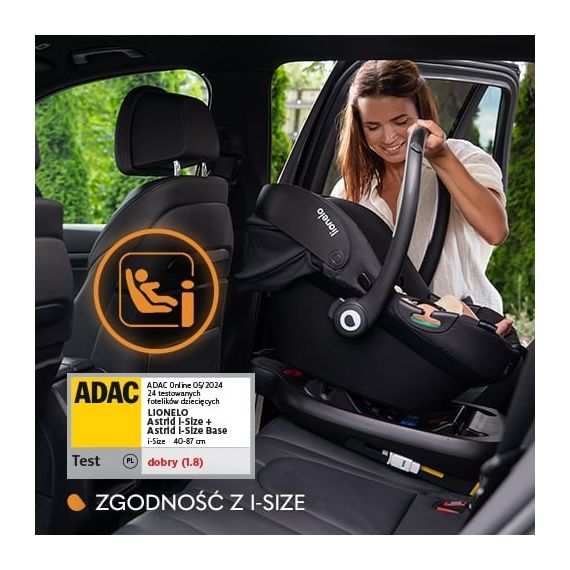 Lionelo Astrid i-Size s bází - autosedačka pro miminka (40–87 cm | 0–13 kg | 0–15 měsíců), Baza: baza Astrid, Kolor: Beige Sand, 5 zdjęcie