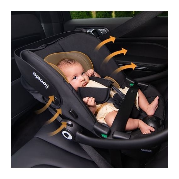 Lionelo Astrid i-Size s bází - autosedačka pro miminka (40–87 cm | 0–13 kg | 0–15 měsíců), Baza: baza Astrid, Kolor: Beige Sand, 12 zdjęcie