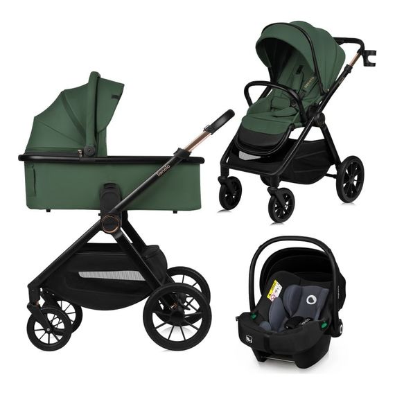 Lionelo Layla sada 3v1 s autosedačkou, Rodzaj wózka: zestaw 3w1, Kolor materiału: Green Forest