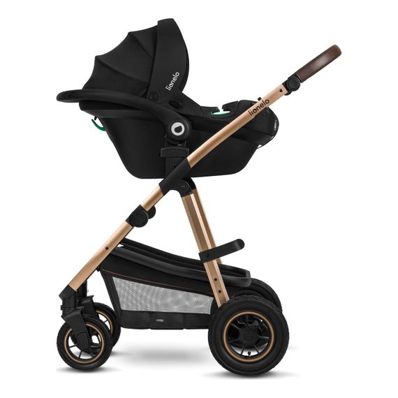 Lionelo Amber 3w1 - wózek wielofunkcyjny z fotelikiem, Rodzaj wózka: zestaw 3w1, Kolor materiału: Black Onyx, 6 zdjęcie