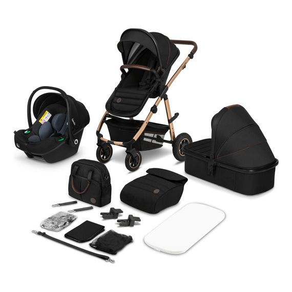 Lionelo Amber 3w1 - wózek wielofunkcyjny z fotelikiem, Rodzaj wózka: zestaw 3w1, Kolor materiału: Black Onyx, 17 zdjęcie