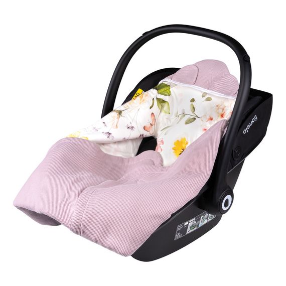 Lionelo Travel Swaddle Blanket zavinovačka do autosedačky Beige Magnolia, Kolor: Pink Flower, 3 zdjęcie
