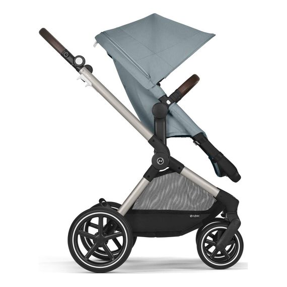 Cybex Eos Lux - kombinovaný kočárek 2v1 s výměnnou korbou, Kolor materiału: Stormy Blue, 7 zdjęcie