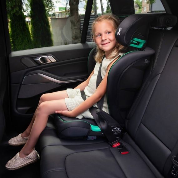 Lionelo Neal i-Size - autosedačka pro starší děti (100-150 cm | 15-36 kg | 4-12 let), Kolor: Green Turquoise, 9 zdjęcie