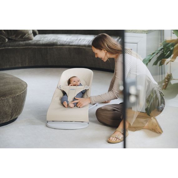 BabyBjorn Balance Soft Woven/JerseyTri Fabric Jasny Beż + zabawka do leżaczka Googly Eyes, Rodzaj: Woven/Jersey Tri Fabric, Kolor: Jasny Beige, 10 zdjęcie