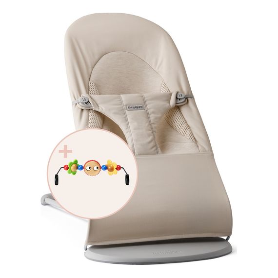 BabyBjorn Balance Soft Woven/JerseyTri Fabric Jasny Beż + zabawka do leżaczka Googly Eyes, Rodzaj: Woven/Jersey Tri Fabric, Kolor: Jasny Beige