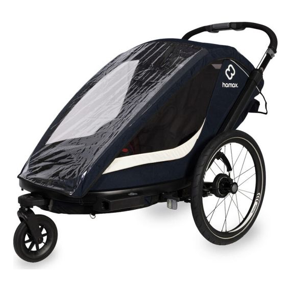 Hamax Breeze - dvoumístný cyklovozík za kolo, Rodzaj wózka: dla dwójki dzieci, Kolor materiału: Navy/Cream, 3 zdjęcie