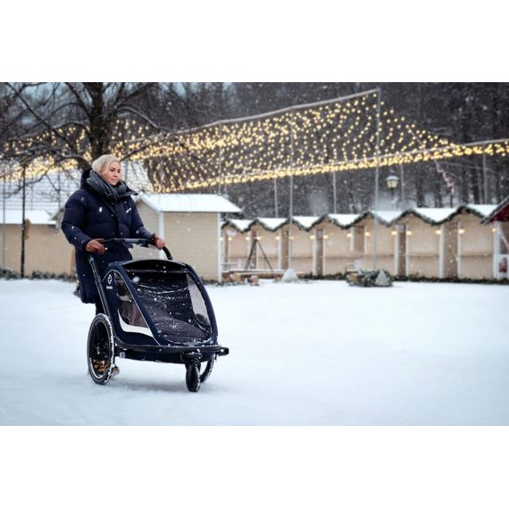 Hamax Breeze - dvoumístný cyklovozík za kolo, Rodzaj wózka: dla dwójki dzieci, Kolor materiału: Navy/Cream, 4 zdjęcie