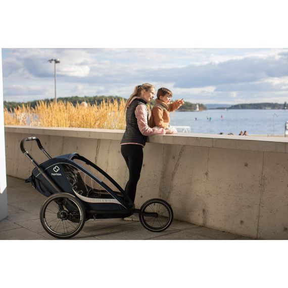 Hamax Breeze - dvoumístný cyklovozík za kolo, Rodzaj wózka: dla dwójki dzieci, Kolor materiału: Navy/Cream, 17 zdjęcie