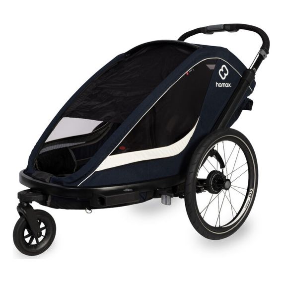 Hamax Breeze - dvoumístný cyklovozík za kolo, Rodzaj wózka: dla dwójki dzieci, Kolor materiału: Navy/Cream, 30 zdjęcie