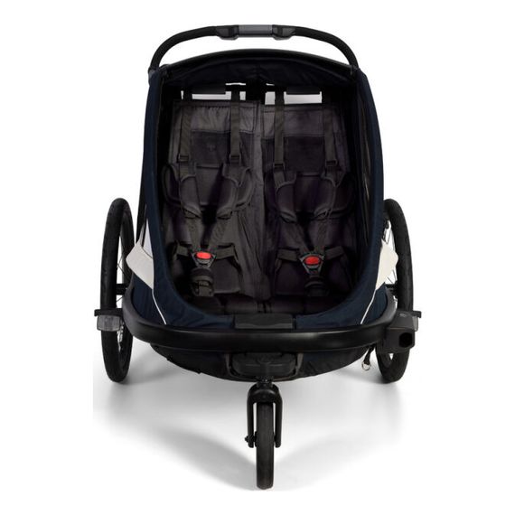 Hamax Breeze - dvoumístný cyklovozík za kolo, Rodzaj wózka: dla dwójki dzieci, Kolor materiału: Navy/Cream, 31 zdjęcie
