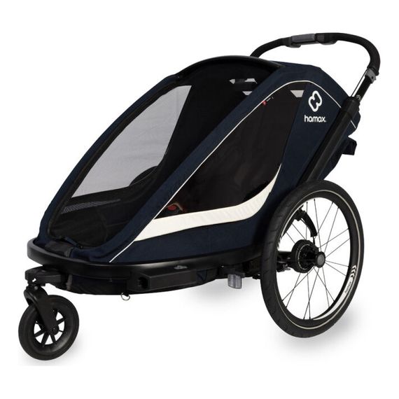 Hamax Breeze - dvoumístný cyklovozík za kolo, Rodzaj wózka: dla dwójki dzieci, Kolor materiału: Navy/Cream, 33 zdjęcie