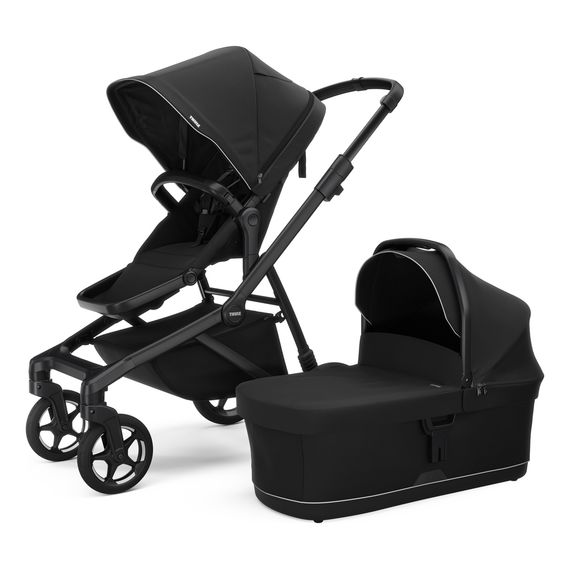 Thule Sleek 2 kombinovaný kočárek 2v1, Rodzaj wózka: głęboko-spacerowy, Kolor materiału: Black, Kolor ramy: Black