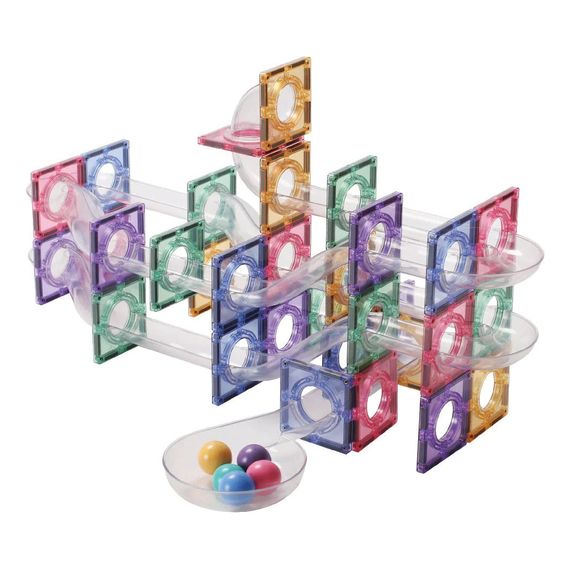Cleverclixx magnetická stavebnice Ball Run Clever Pack Pastel 110 ks