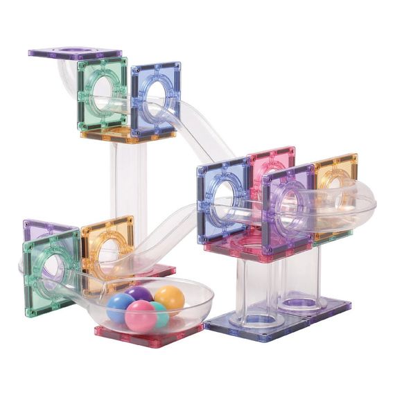 Cleverclixx magnetická stavebnice Ball Run Creative Pack Pastel 70 ks, 2 zdjęcie