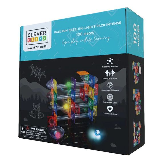 Cleverclixx magnetická stavebnice Ball Run Dazzling Lights Pack Intense 100 ks, 4 zdjęcie