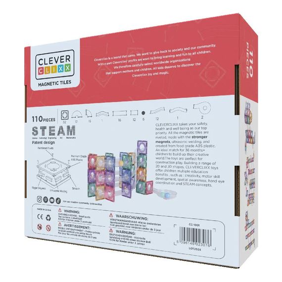 Cleverclixx magnetická stavebnice Ball Run Clever Pack Pastel 110 ks, 9 zdjęcie