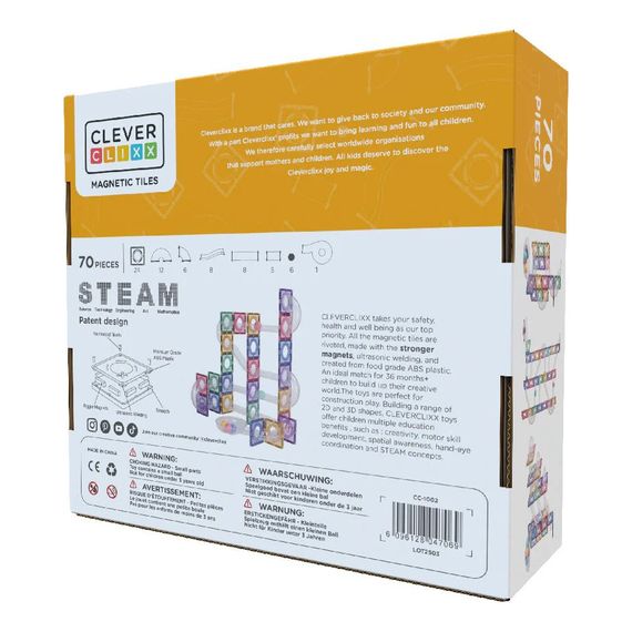 Cleverclixx magnetická stavebnice Ball Run Creative Pack Pastel 70 ks, 9 zdjęcie