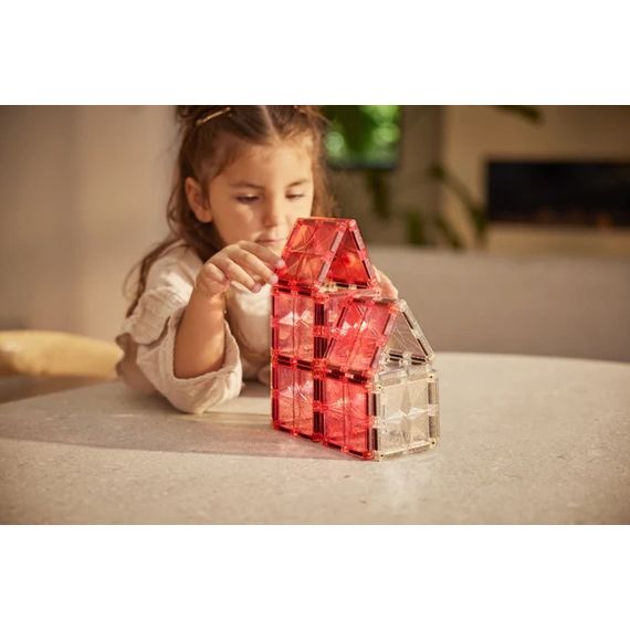 Cleverclixx magnetická stavebnice Glitter Tiles Pack Transparent / Pink 16 ks, 9 zdjęcie