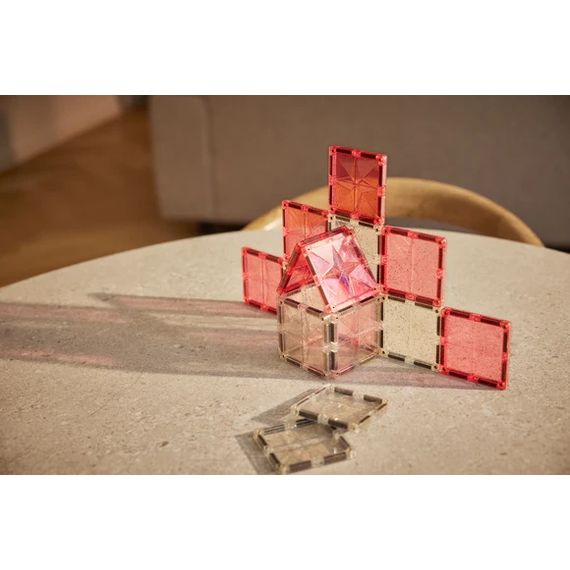 Cleverclixx magnetická stavebnice Glitter Tiles Pack Transparent / Pink 16 ks, 10 zdjęcie
