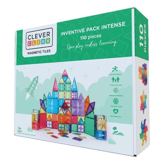 Cleverclixx magnetická stavebnice Inventive Pack Intense 110 ks