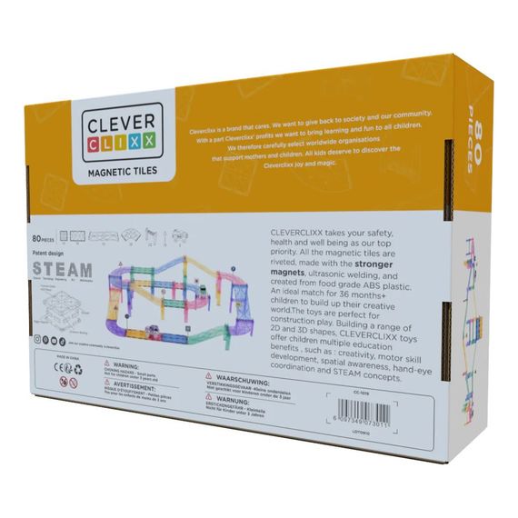 Cleverclixx magnetická stavebnice Large Race Track Pastel 80 ks, 2 zdjęcie
