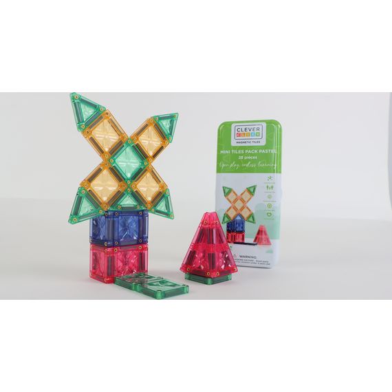 Cleverclixx magnetická stavebnice Mini Tiles Pack Pastel 28 ks, 6 zdjęcie