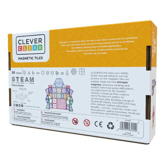 Cleverclixx magnetická stavebnice Petite Pastel Pack 36 ks, 7 zdjęcie